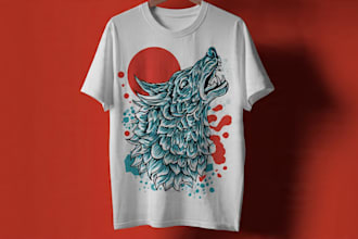 create linocut t shirt design for brand
