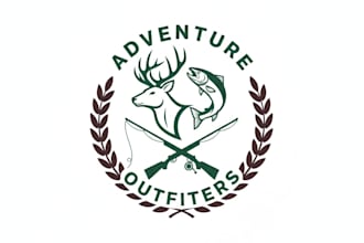 design a rugged and professional hunting and fishing logo