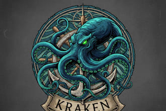 design a fierce and legendary kraken logo for your brand