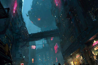 draw a cyberpunk futuristic city illustration