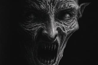 do a creepy and dark horror art illustration