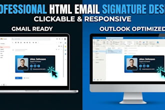 design a professional clickable HTML email signature for gmail and outlook