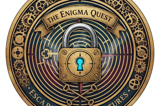 design a thrilling and mysterious escape room logo for your brand