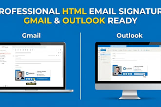 design a professional clickable HTML email signature for gmail and outlook