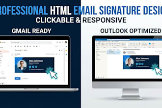 design a professional clickable HTML email signature for gmail and outloo