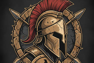 design a bold and fierce spartan head logo for your brand