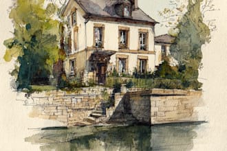 paint watercolor house portrait