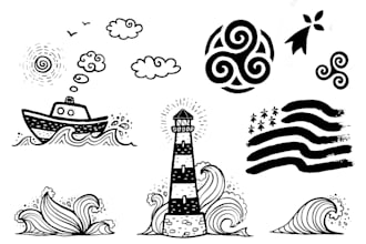 draw cute line art illustrations perfect for wood engraving