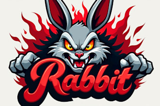 make eye catching angry rabbit head mascot logo design just in 12 hours