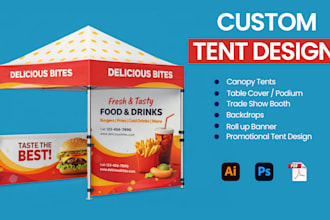 design canopy tent, table cover, trade show booth, or tent design