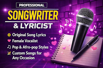 be your singer and write original song lyrics for country rap hip hop edm rock