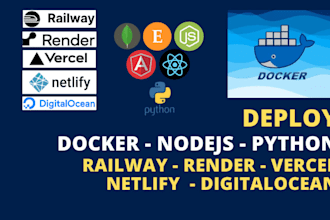 deploy nodejs python docker app to railway, vercel, netlify,render,digitalocean