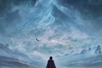 make a professional fantasy book cover with cinematic art
