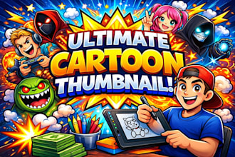 design viral cartoon thumbnail for youtube