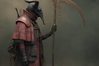 create a fantasy horror character art and horror art