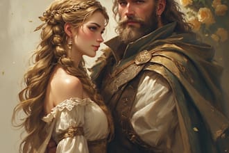 draw a cute cartoon couple portrait