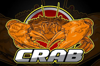 do high quality red crab seafood mascot logo with t shirt design