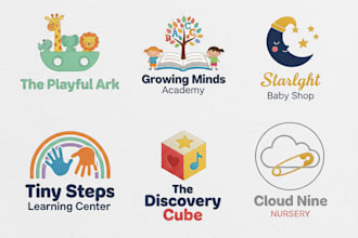 design modern baby shop, child care, day care, school and kids logo
