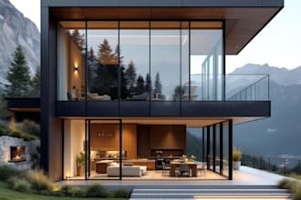 design modern, luxury and realistic 3d house exterior rendering