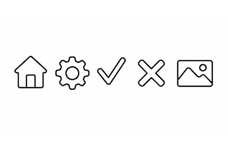 design a clean custom line art icon set for apps, websites, etc