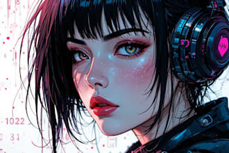 draw you a cyberpunk illustration portrait