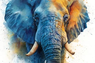 paint animals watercolor or digital illustration