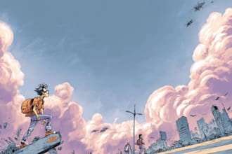 draw a comic book page illustration or webtoon episodes