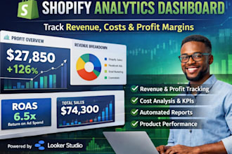 create shopify sales, profit and revenue analytics dashboard in looker studio