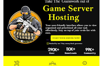 design a modern game server hosting website UI in figma