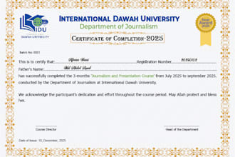 design professional certificate for training institute