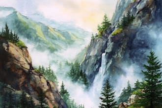 do creative watercolor landscape art