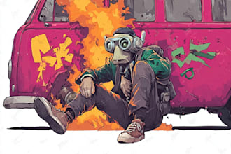 draw cool cartoon character, graffiti character