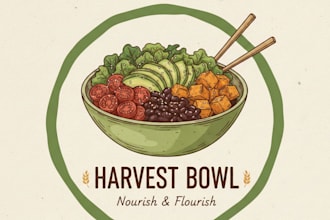 design a clean and modern bowl logo for your brand