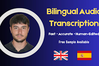 transcription of spanish and english audio accurately and fast