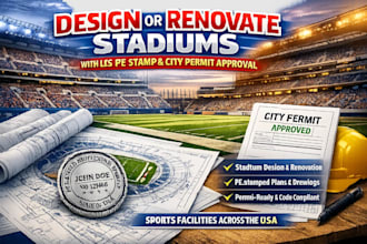 design or renovate stadiums with US pe stamp and city permit approval