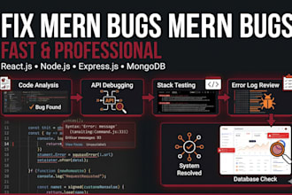 fix react, nodejs, express and mongodb bugs professionally