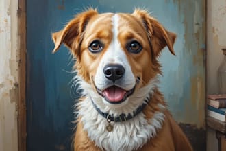paint a real oil painting pet painting on canvas