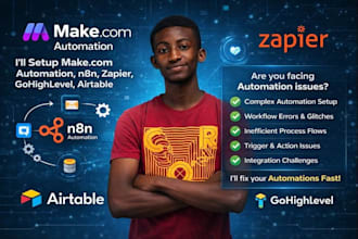 setup make com automation ai n8n zapier gohighlevel airtable fix scenario issues