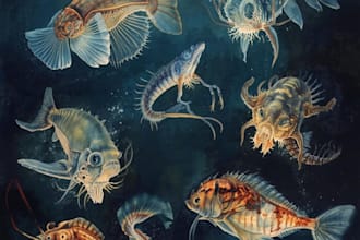 paint scientific watercolor illustrations of ocean animals