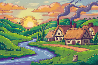pixel art illustration, 8 bit art, pixel art animation, pixel art background