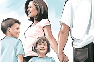 draw a realistic family or group portrait from a photo