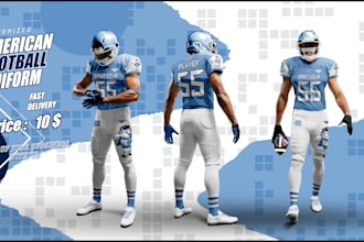 design realistic american football uniform for your football team
