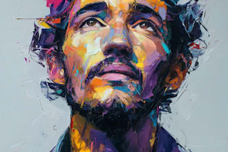 do expressive colorful abstract portraits