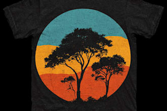 do distressed, retro vintage logo and outdoor tshirt design