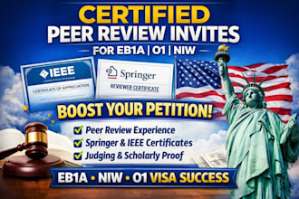 provide certified ieee or springer peer review invites for eb1 o1 niw criteria