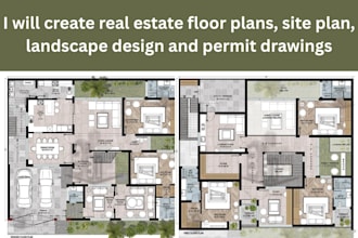 create real estate floor plans, site plan, landscape design and permit drawings