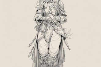 create elite dnd character line art