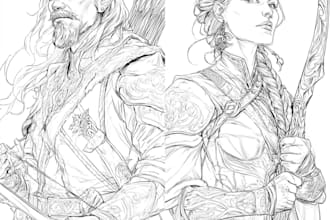 craft legendary dnd character line art
