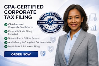 prepare cpa tax filings for s corp and c corp us companies