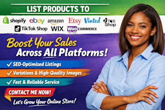 list product to shopify ebay amazon etsy vinted wix ecwid woocommerce tiktokshop